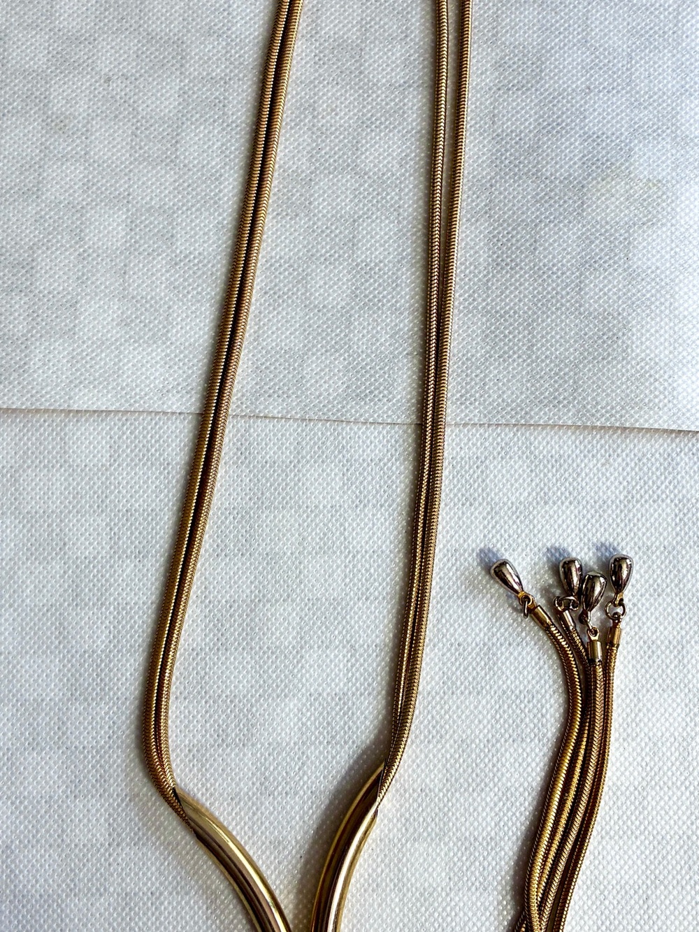 Vintage Gold-Tone Slide Snake Double Chain Necklace
